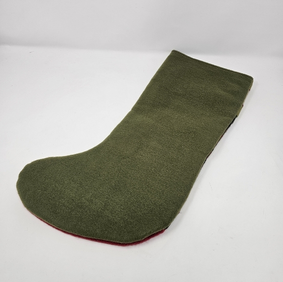 Hobby Lobby Country Santa Claus Plaid Buttons Christmas Stocking Green Red - Picture 4 of 5